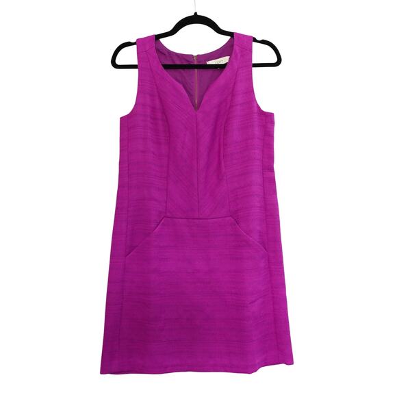 Loft Purple Sweetheart Neckline Shift Mini Dress With Pockets Women's Size 4 - Picture 10 of 10